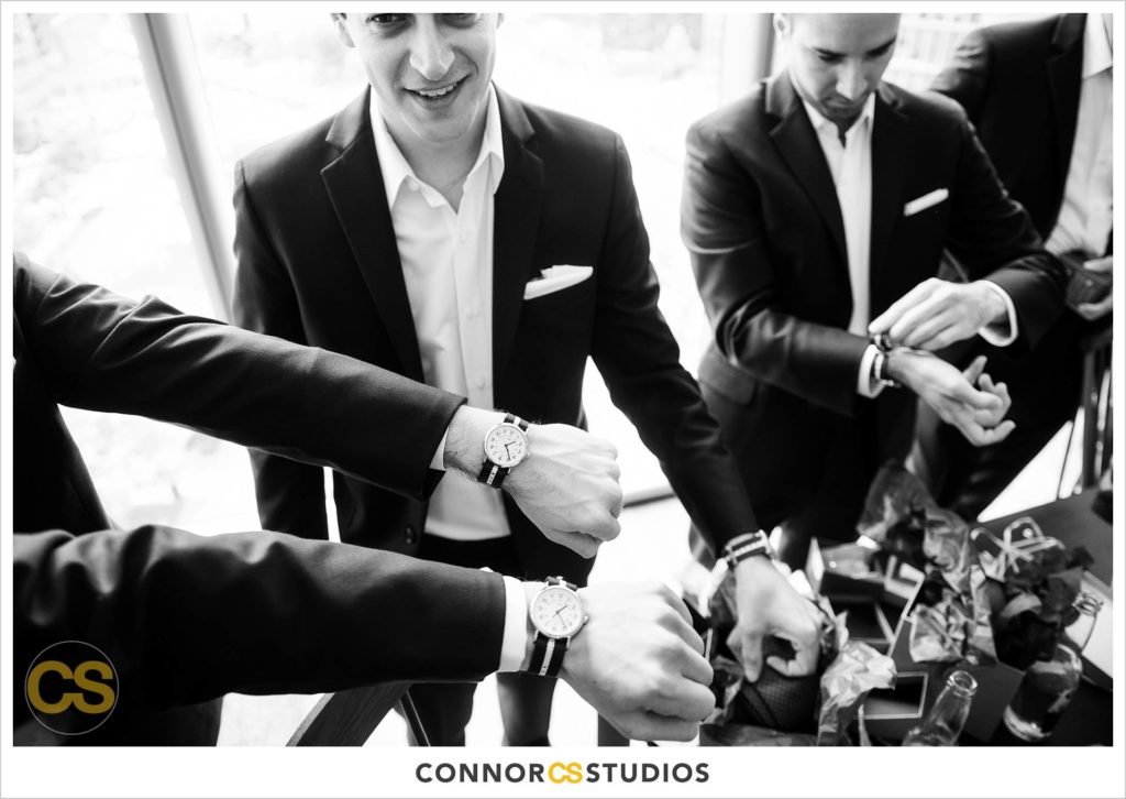 groomsmen's gift of watches at the conrad washington dc hotel by connor studios