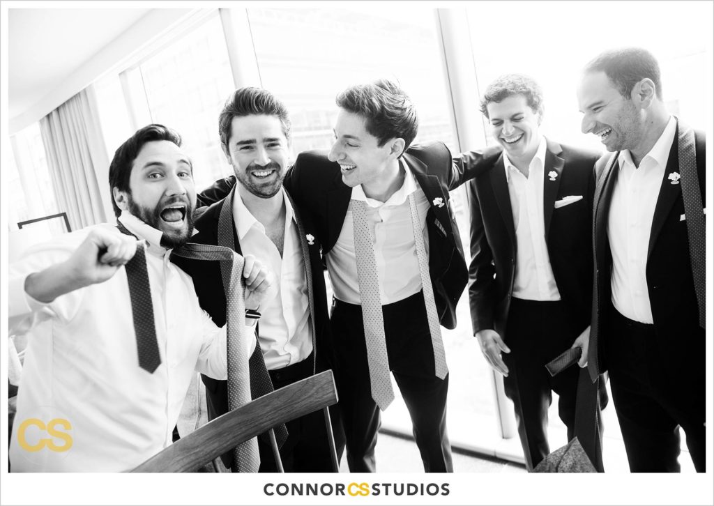 groom and groomsmen at the conrad washington dc hotel by connor studios
