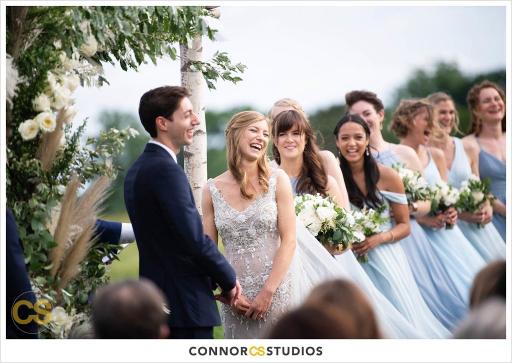 outdoor summer wedding ceremony  at the national arboretum in washington, dc by connor studios