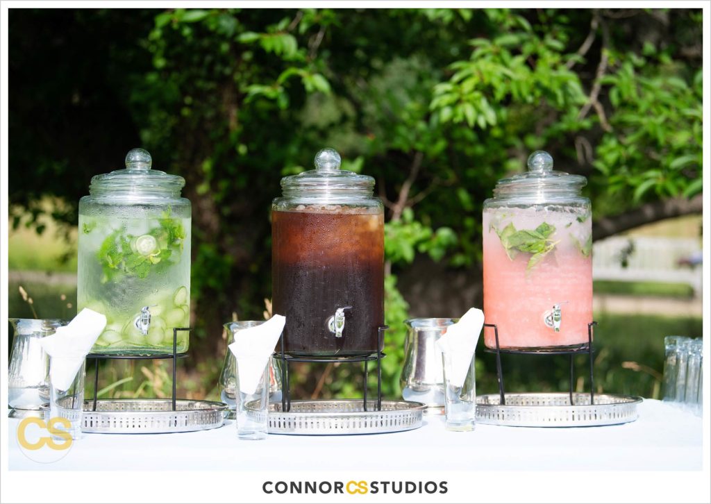 details of drink station at outdoor summer wedding at the national arboretum in washington, dc by connor studios