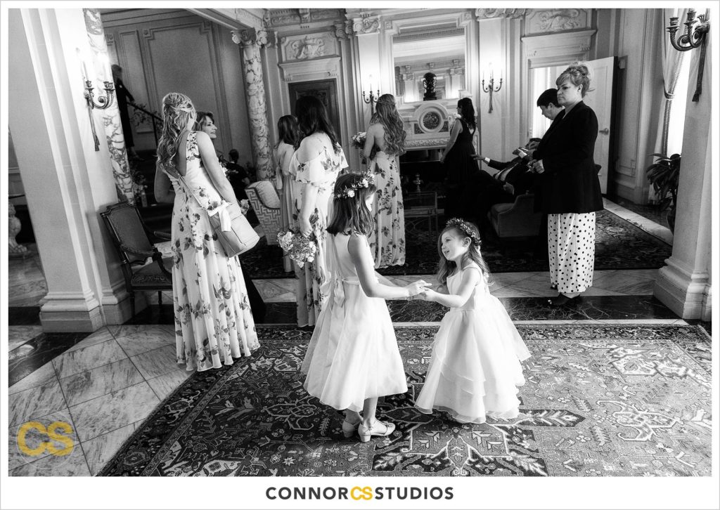 flower girls playing in the lobby at the Cosmos Club in Washington, DC by Connor Studios