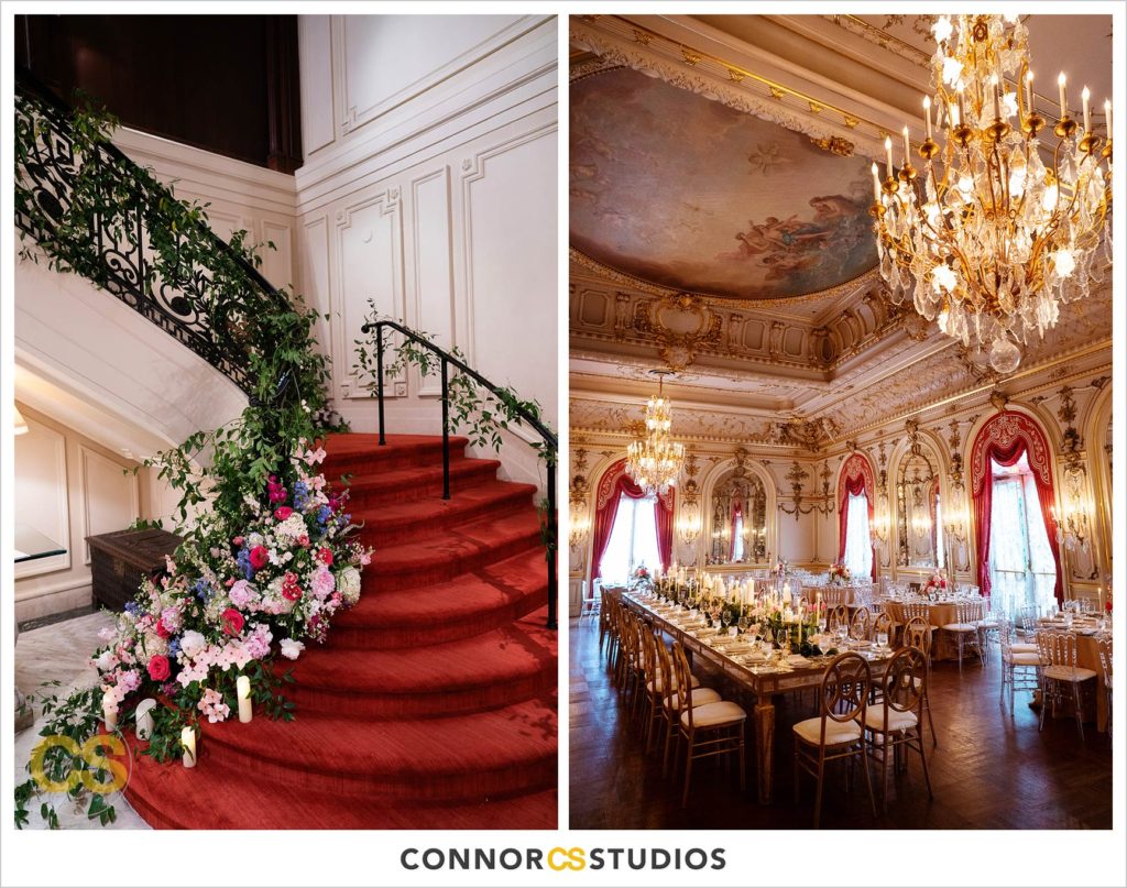 luxury wedding in opulent gold ballroom of the Cosmos Club in washington, dc by connor studios