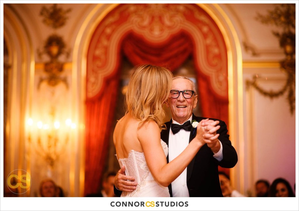 father daughter dance at a luxury wedding in the ballroom at the Cosmos Club in washington, dc by connor studios