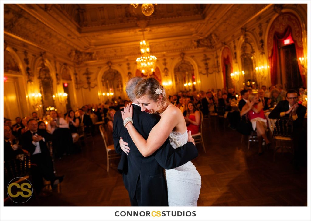 father daughter dance at a luxury wedding in the ballroom at the Cosmos Club in washington, dc by connor studios