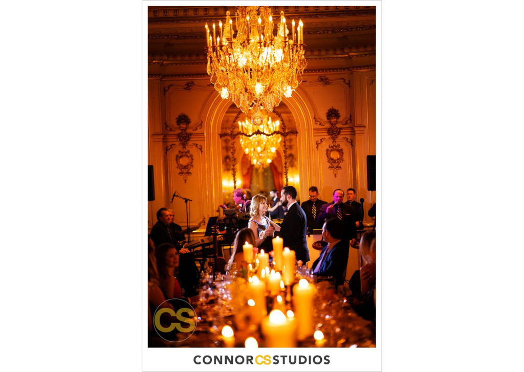 mother son dance at a luxury wedding with candles in the ballroom at the Cosmos Club in washington, dc by connor studios
