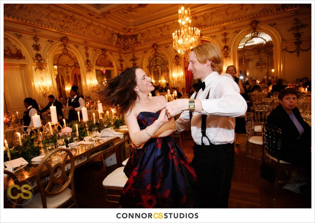 dancing at a luxury wedding in the ballroom at the Cosmos Club in washington, dc by connor studios