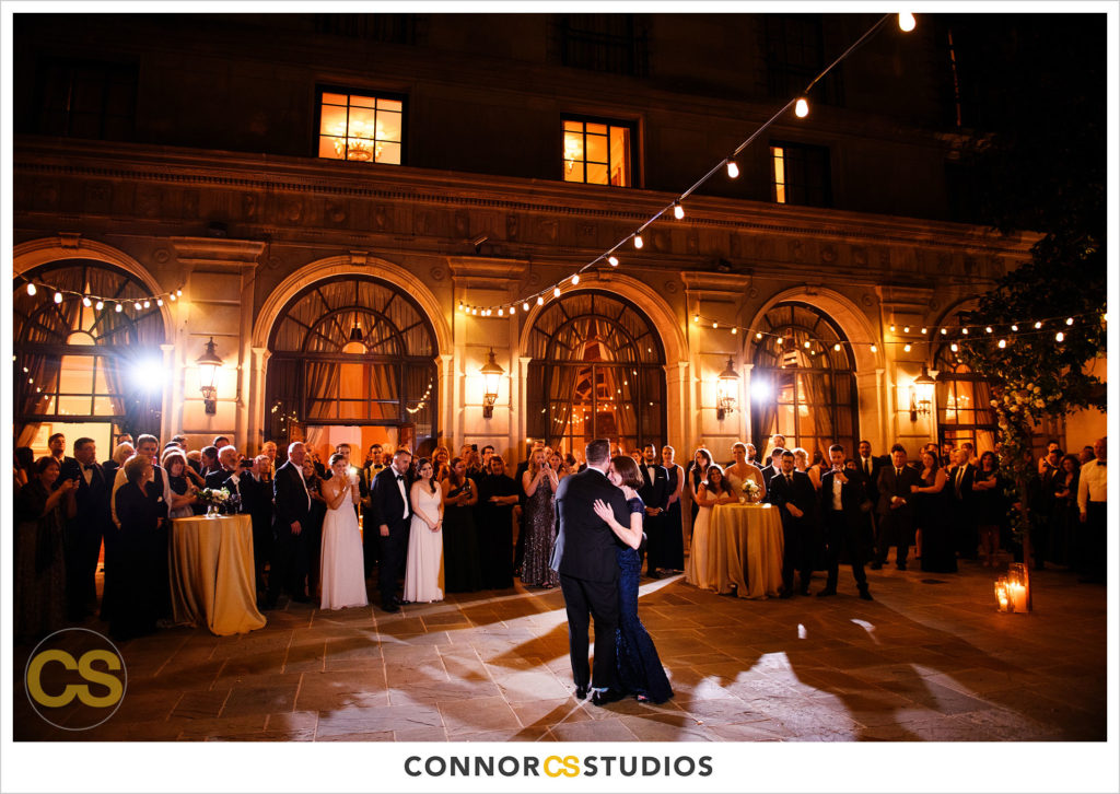 mother son dance on the astor terrace at night at the st regis hotel in washington, dc by connor studios