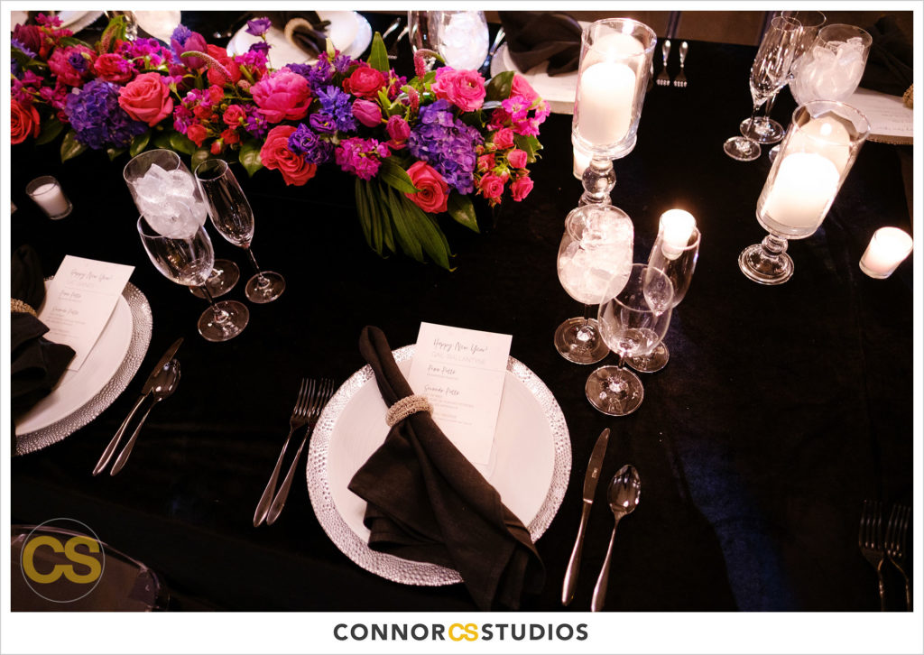 wedding reception at long view gallery with evoke design and creative, occasions caterers and edge floral in washington, dc by connor studios