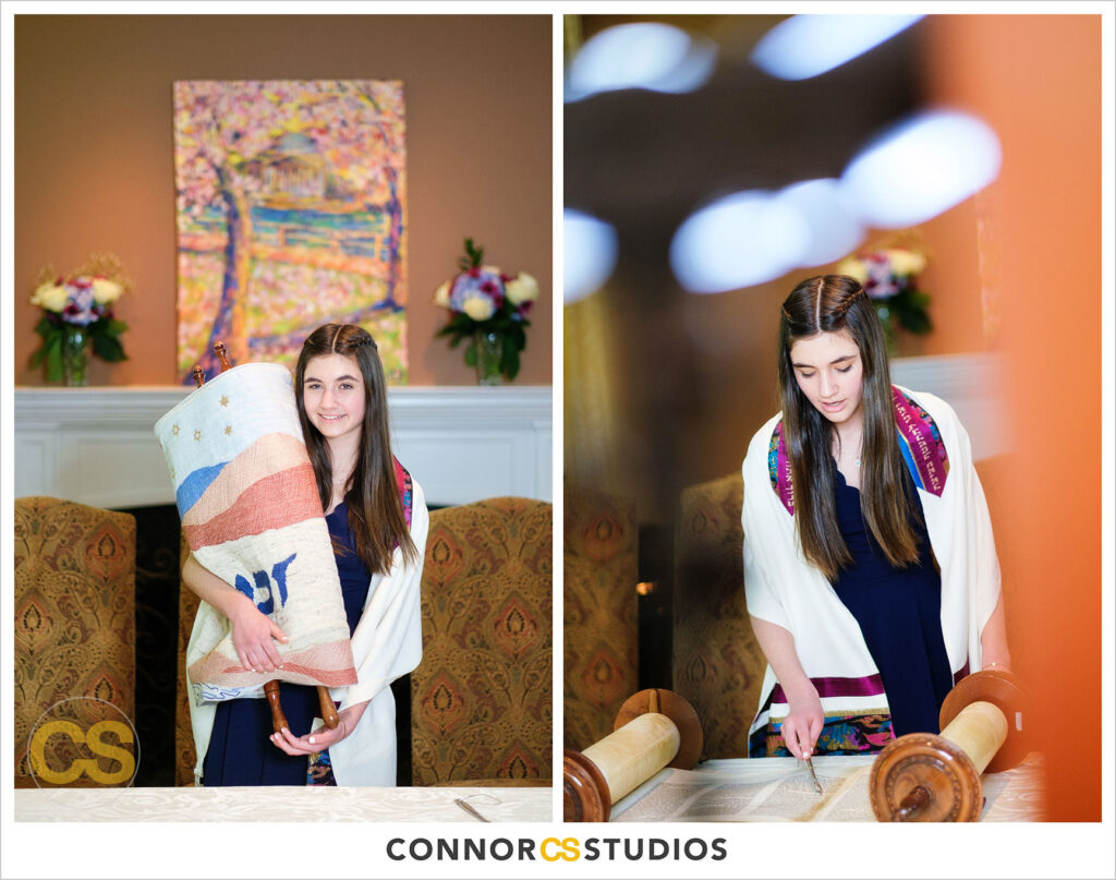 at home bat mitzvah during 2020 pandemic covid19 with mitzvah masks in washington dc by connor studios