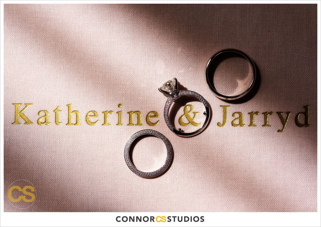 luxury wedding photography of the wedding rings at the cosmos club during covid-19 in washington, dc by connor studios