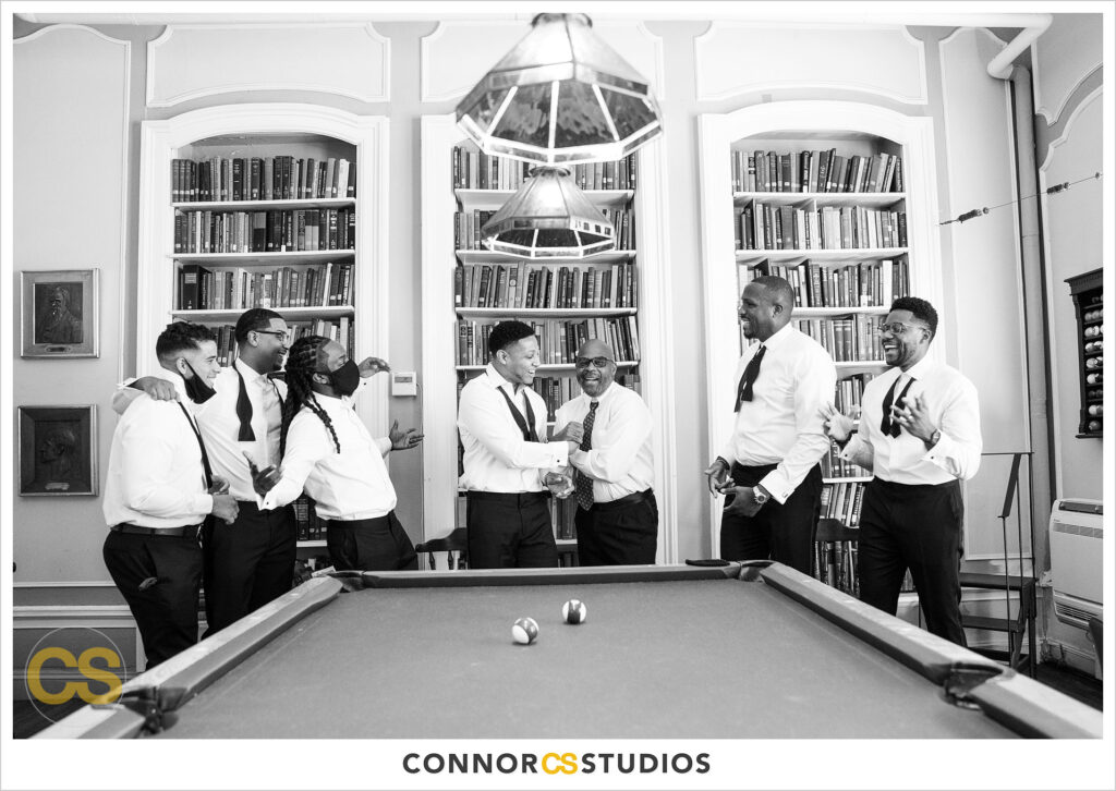 luxury wedding photography of the groom getting ready for his wedding at the cosmos club during covid-19 in washington, dc by connor studios