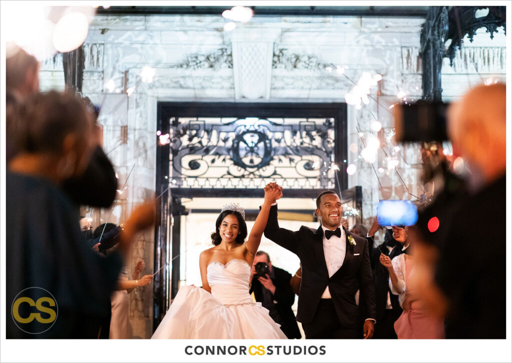 sparkler sendoff at luxury wedding at the cosmos club during covid-19 in washington, dc by connor studios